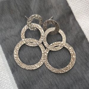 Elegant Silver Textured Hoop Earrings